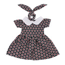 Flower Short Sleeve Dress and Rabbit Hairband for 18inch American Girl Journey Dolls Party Outfit Black