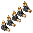 Gold Plated Right Angle/90 Deg RCA Plug Adaptor Male to Female Connector Pack of 5pcs Black