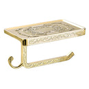 Home Bathroom Balcony Tool Toilet Paper Dispenser Roll Toilet Paper Tissue Holder With Shelf Gold