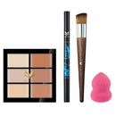 4 Pieces Beauty Comestics Concealer Foundation Cream Palette Powder Sponge Puff Eyebrow Eyeliner Pen with Makeup Brush Tool