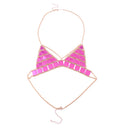 Triangle Sequin Halter Bra Chain Women Summer Bikini Rose Red Chest Chain