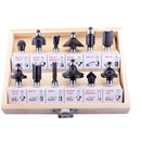 12pcs Router Bit Set 8mm Shank Wood Cutter Tail Carbide Wood Mill Cutting Engraving Sculpture Cutting Tools with Wooden Box