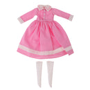 1/6 Fashion Doll Long Shirtwaist Dress Skirt & White Stocking for 12inch Blythe Doll Pink