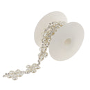 1yard Rhinestone Pearl Flower Beaded Ribbon Lace Trims for Crafts Decoration