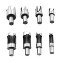 8x Carpentry Wood Plug Cutter Tool Drill Bit Set 5/8'' / 1/2'' / 3/8''/1/4'' Dowel Maker Cutting Shank Drill Bit 3/8'' 10mm Shank