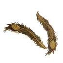 1 Pair Beautiful DIY Beaded Lace Stickers Black Gold Feather Applique Embroidery Patch