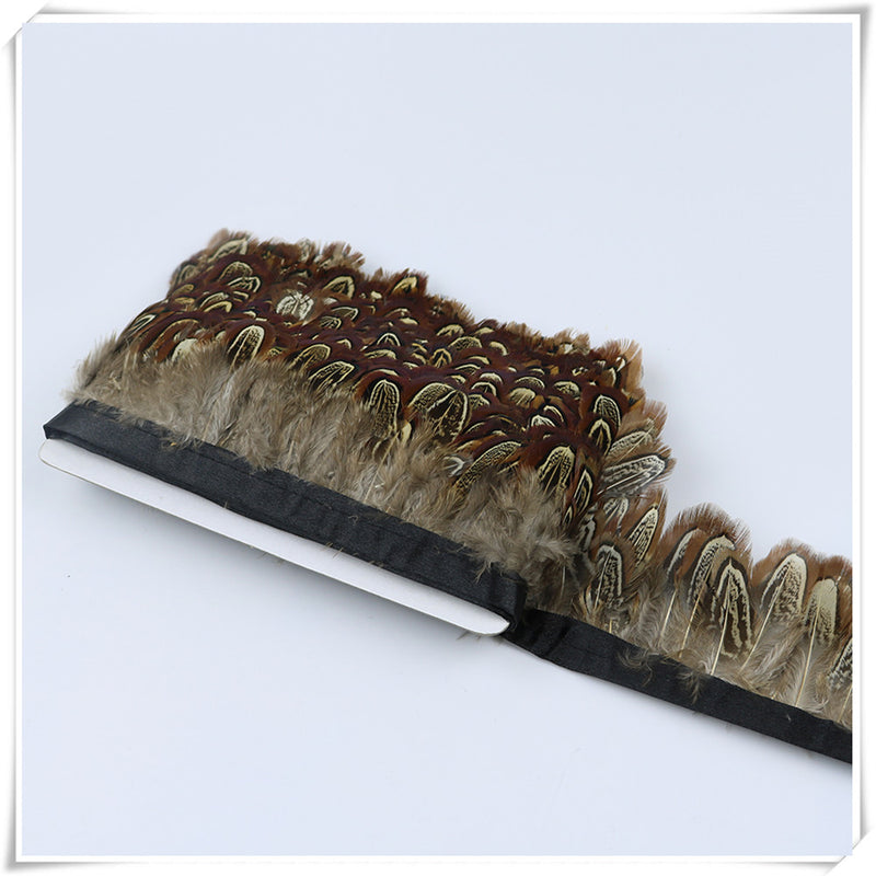 1 Yard Natural Ribbon Trim Hackle Pheasant Feather Applique Fringe Lace Crafts Natural