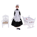 1/12 Dollhouse Miniature Baby Room Furniture Kit Cradle Baby-Sister Figures