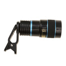 Telescope Camera Lens HD 8X Optical Telescope Camera Lens for Mobile Phone with Universal Clip Suitable for iPhone Samsung Asus Sony iPad Blue