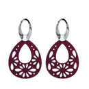 Fashion Women's Vintage Hollow Flower Wood Dangle Studs Earrings
