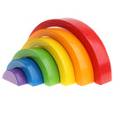 Montessori Wooden Stacking Game Building Blocks Children Educational Toy -Rainbow Color