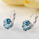 Fashion Women White Gold Plated Blue Rhinestone Earring Ear Clip Jewellery