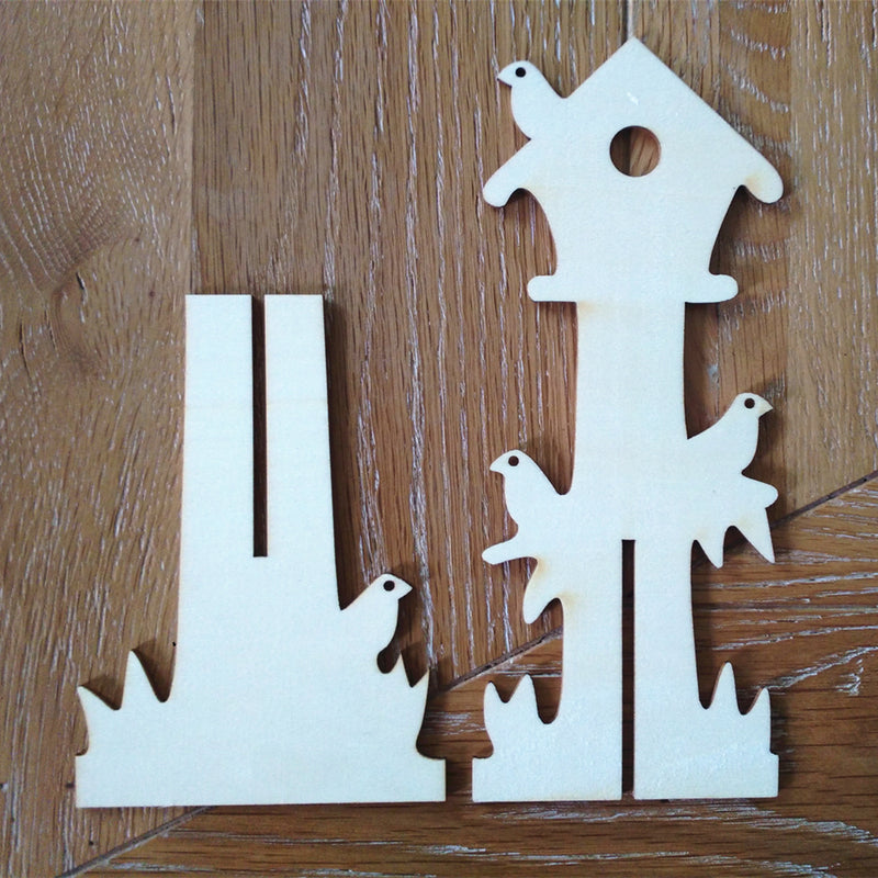 1 Set Bird House Wooden Shape Scrapbooking Embellishment Art Making Craft