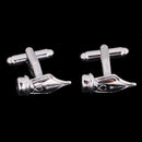 Silver Tone Pen Nib Quill Fountain Pen Cufflinks Mens Shirt Jewelry Modern Cuff Button Writer Wedding Fancy Gift
