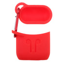 Earphone Case , Silicone Protective Cover + Key Ring Clasp Set for Apple Airpods Wireless Headset Charging Box Red