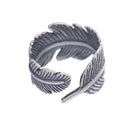 Cool Retro Sterling Silver FEATHER Ring Punk Rocker Finger Wrap Accessories