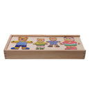 Kid Wood Dress Up Bear Family Mix & Match Outfits Wooden Box Puzzle Play-set