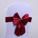 Elastic Sash Band Chair Back Wedding Bowknot Bow Ribbon Decoration for Hotel Restaurant Wedding Party Chair Decor Wine Red