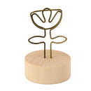 Flower Clip Photo Holder Picture Card Note Memo Display Wood Base Standing