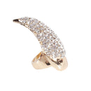 Punk Style Bend Golden Clear Rhinestone Fingernail Ring Birthday Party Supplies
