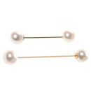 2 Pieces/Set Lady Elegant Delicate Luxury Double Ball Faux Pearl Stick Pin Brooch Shirt Collar Safty Pin Ornaments