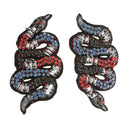 Pair of Iron on/Sew On Rhinestones Applique Beads Patches Embroidery Snake Badges Transfers Motif DIY Sewing Clothing Handbag Shoes Jeans Decoration