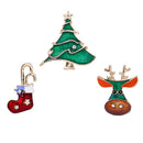 3 Piece/Set Socks Deer Christmas Tree Brooches Pins For Women Men Enamel Rhinestone Brooch New Year Pin Jewelry