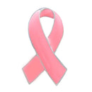 Pink Enamel Breast Cancer Awareness Charity Ribbon Brooches Pins Silver Edge