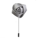 Handmade Polyester Men Boutonniere Brooch Pin Lapel Flower Clothing Decor Silver