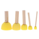 5Pcs/Set Kids Sponge Paint Brush Wooden Handle Children Painting Graffiti
