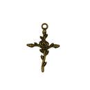 20 x Vintage Bronze Rose Flower Cross Charms Jewelry DIY Making Crafts