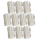10 Pieces Pearl Decoration Buttons Flatback Arc-shaped Silver Base Hair Embellishment Buttons for Hair Bow Hair Clips Wedding Brooches Making