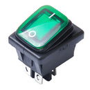 Green 4 Pin On-Off DPST Rocker Toggle Switch Push Button Car Boat Marine