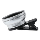 2 in 1 Camera Lens Kit 0.45X Wide Angle+10X Macro Lens Clip-On Silver