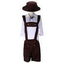 German Bavarian Festival Oktoberfest Suspender Brace Shorts Waiter Costume Fancy Dress Cosplay Prop Brown XXL