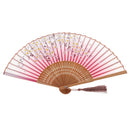 Folding Painting Flower Sakura Bamboo Cloth Handheld Fan Wedding Gift Home Decoration