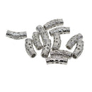 12Pieces White Gold Plated Filigree Tube Beads Bracelet DIY Jewelry Findings