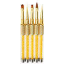 5PCS/SET Professional Flat Nail Art Brushes Cosmetic Tool Manicure Pedicure Supplies Salon Home Equipment Gold 6.7Inch