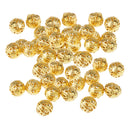 100 Pieces Golden Color Hollow Filigree Skill Carved Bead Spacer Beads DIY Craft Making Loose Beads Metal 8mm