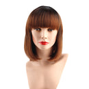 Women Synthetic Short Gradient Ombre Straight Hair Wigs with Bangs 30CM, Heat Resistant, Cosplay Party