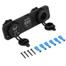 Car Boat Dual USB Charger+Cigarette Lighter Port+Voltmeter Power Outlet