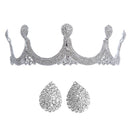Elegant Drop Style Rhinestone Crown Tiara Earring Set Wedding Bridal Jewelry