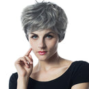 10'' Cool Hairstyling Short Synthetic Wigs Natural Fluffy Layered Cosplay Full Head Wig for Women Gray Black Root