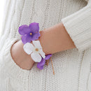 Wedding Bridemaid Flower Girl Wrist Flower White Purple