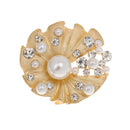 Women Fashion Jewelry Gold Shell Shape Crystal Clothing Suit Accessories Brooch Pin