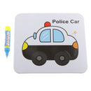 2 in 1 Water Doodle Drawing Cardboard w/Water Pen Jigsaw Puzzles Police Car