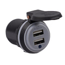 Dual USB 5V 4.2A Socket Charger 12-24 Volt IP66 Waterproof Spring Cover Power Outlet for Car Boat Motorcycle Blue LED