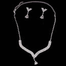 Set Of Fashionable Women Girls Ladies Crystal Rhinestone Necklace With Earrings Wedding Party Engagement Supplies Silver