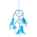Handmade Blue Feathers Double Heart Dream Catcher Car Wall Hanging Decoration