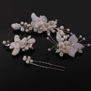 4 Pieces Wedding Party Bridal Barrettes Rhinestone Pearl Tulle Flower Twisted Wire Hairpin Hair Clips Women Hair Accessories